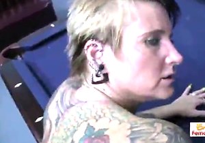 Extreme tattoo slut getting fucked in POV