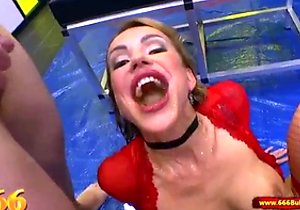 Perky booty MILF gets double-teamed hardcore