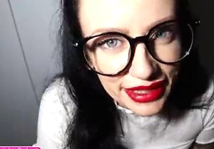 Girl in sexy glasses sucking dick and more